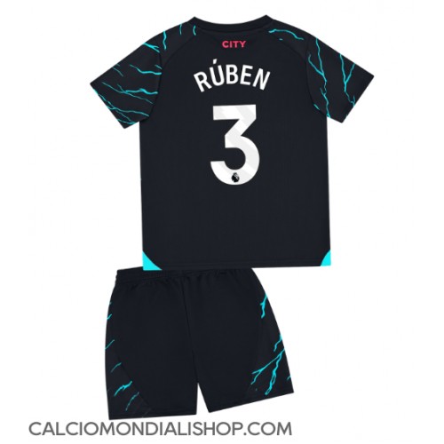 Maglie da calcio Manchester City Ruben Dias #3 Terza Maglia Bambino 2023-24 Manica Corta (+ Pantaloni corti)